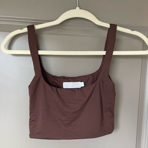 Brown spandex Meshki crop top